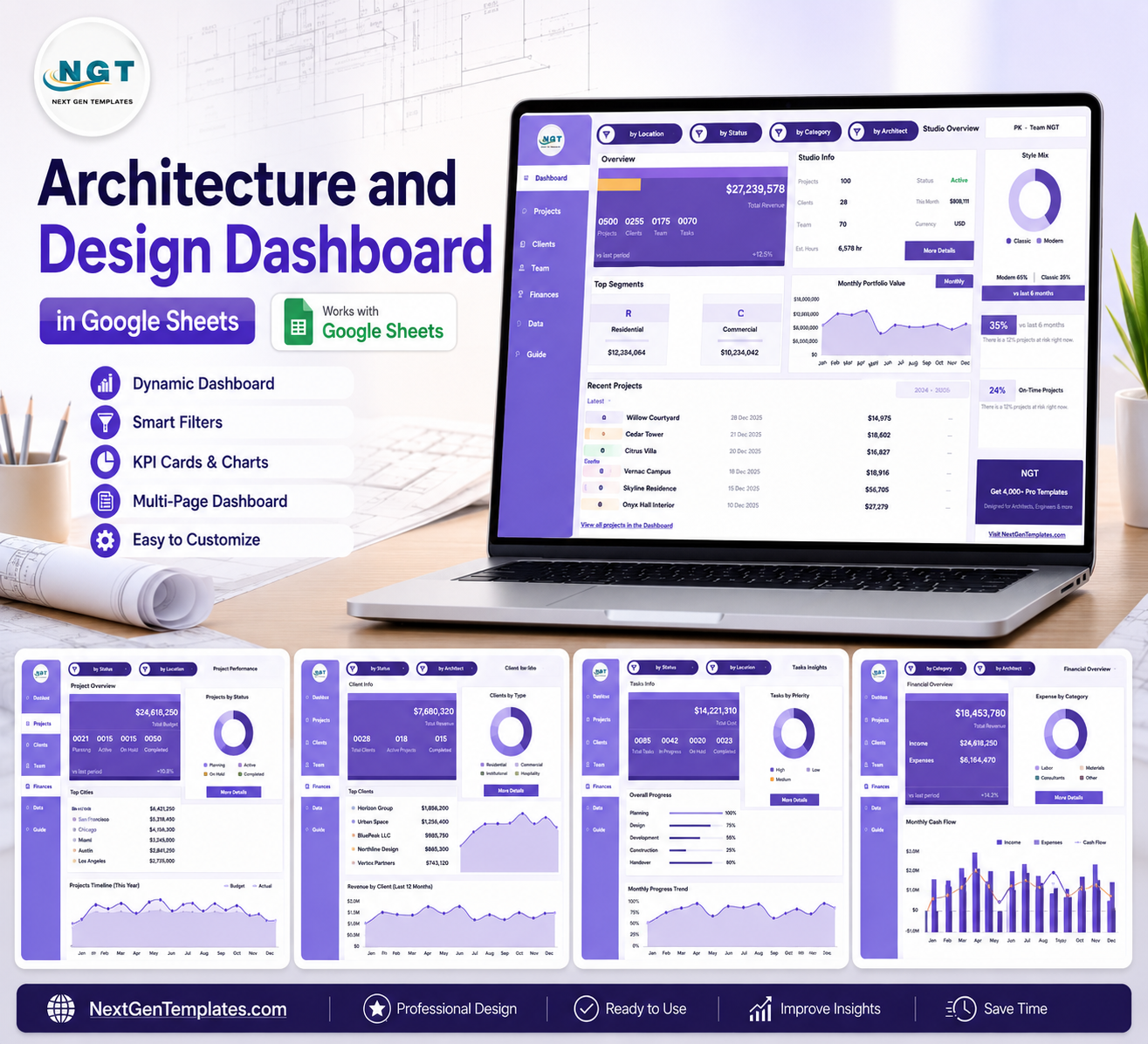 Architecture and Design Dashboard in Google Sheets