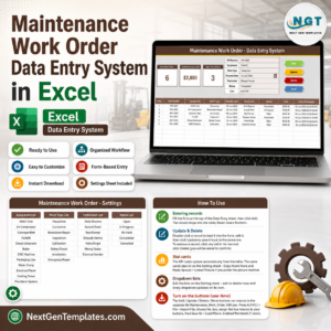 Maintenance Work Order Data Entry System in Excel