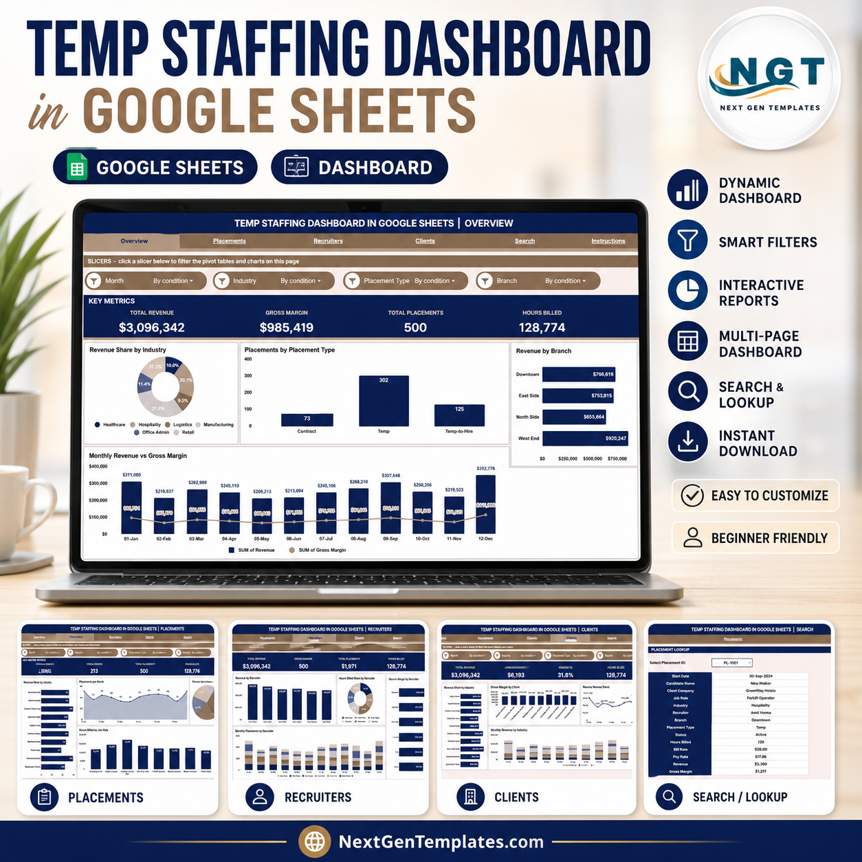 Temp Staffing Dashboard in Google Sheets