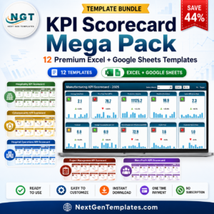 KPI Scorecard Mega Pack – 12 Premium Excel + Google Sheets Templates (Save 44%)