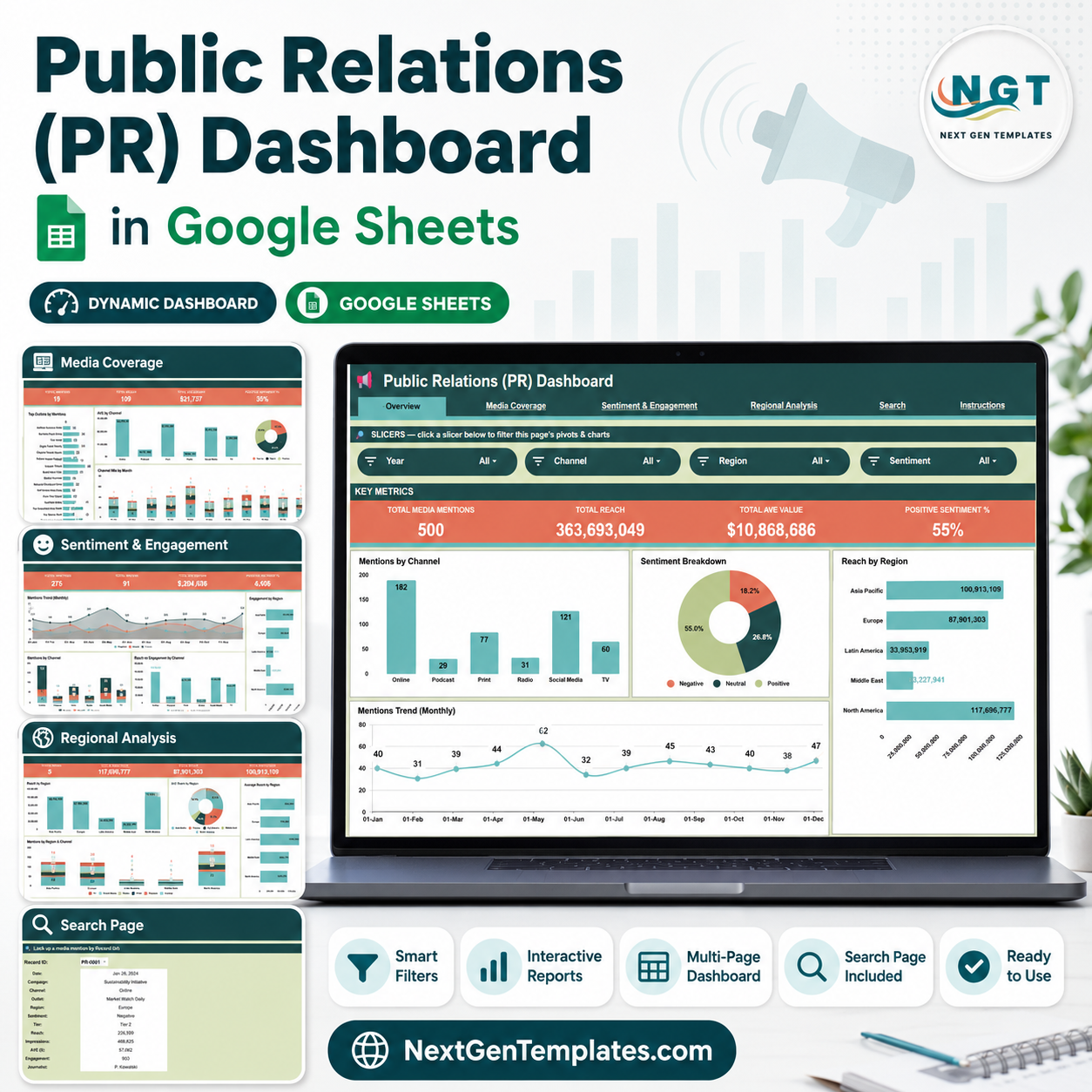 Public Relations (PR) Dashboard in Google Sheets