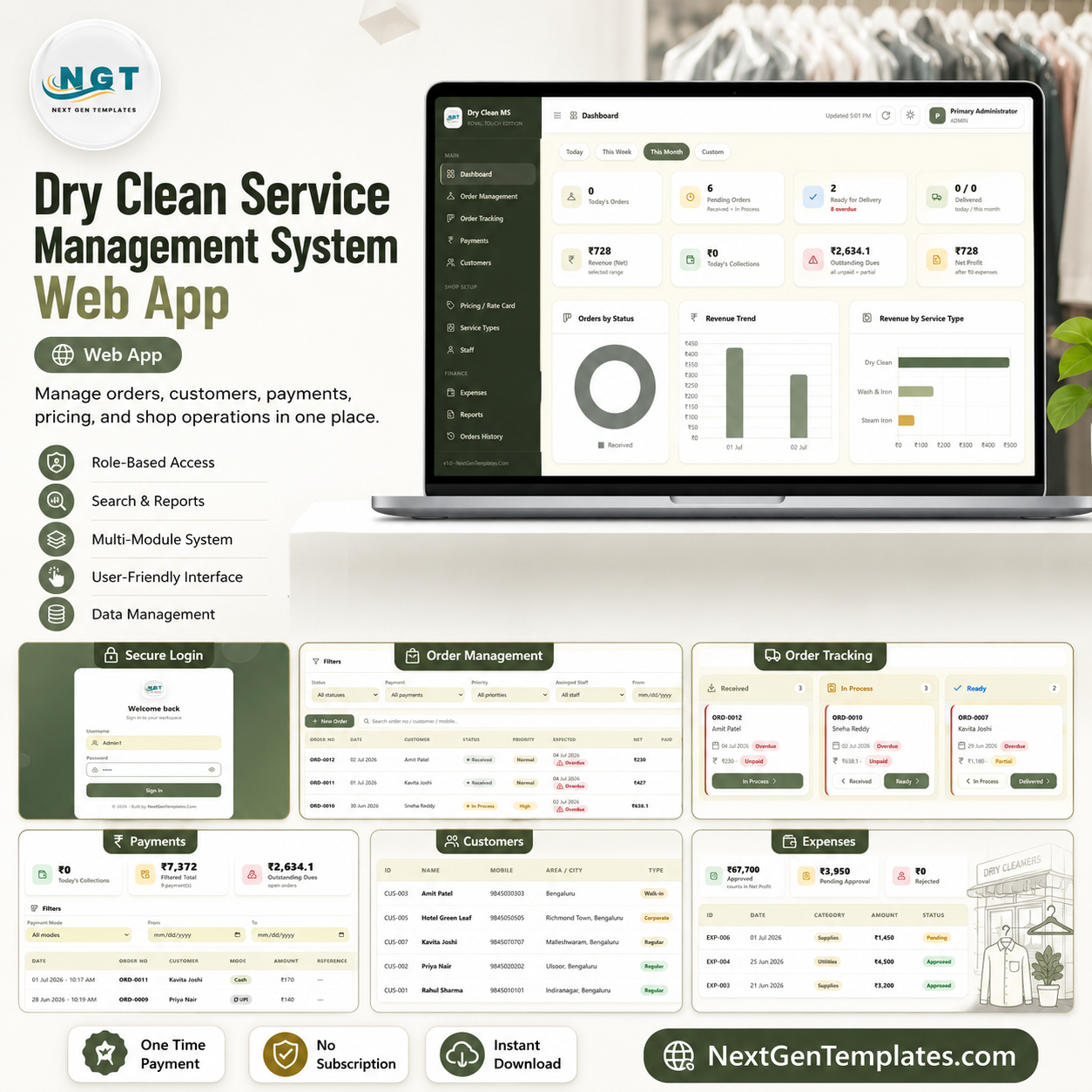Dry Clean Service Management System Web App