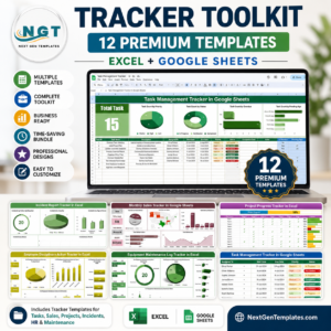 Tracker Toolkit – 12 Premium Templates (Excel + Google Sheets)