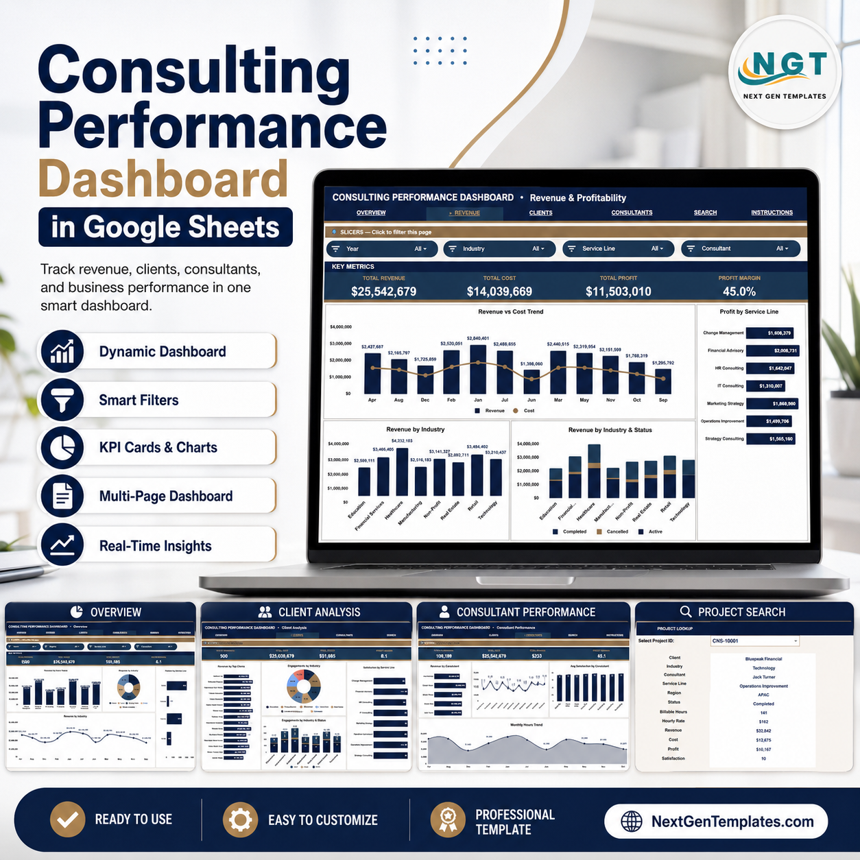 Consulting Performance Dashboard in Google Sheets