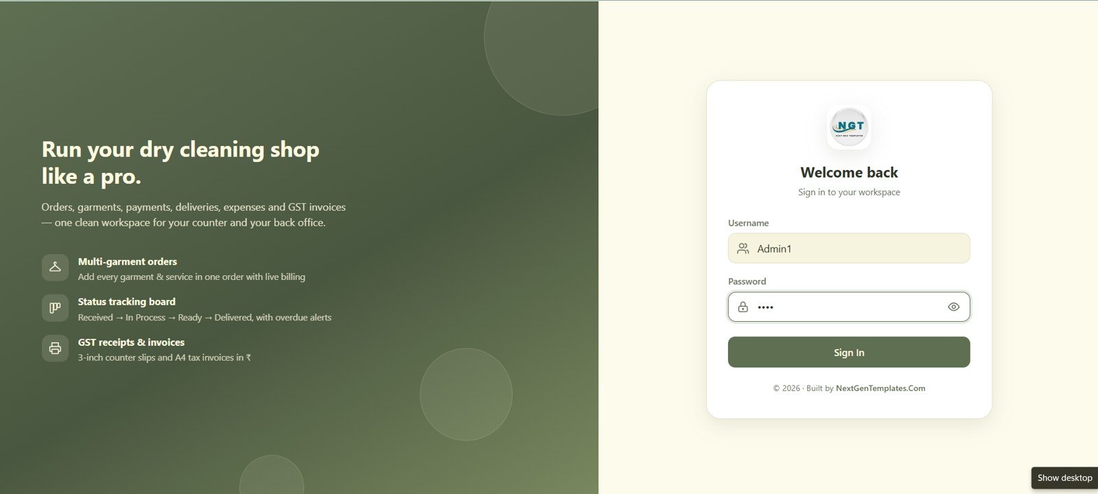 Dry Clean Service Management System Web App