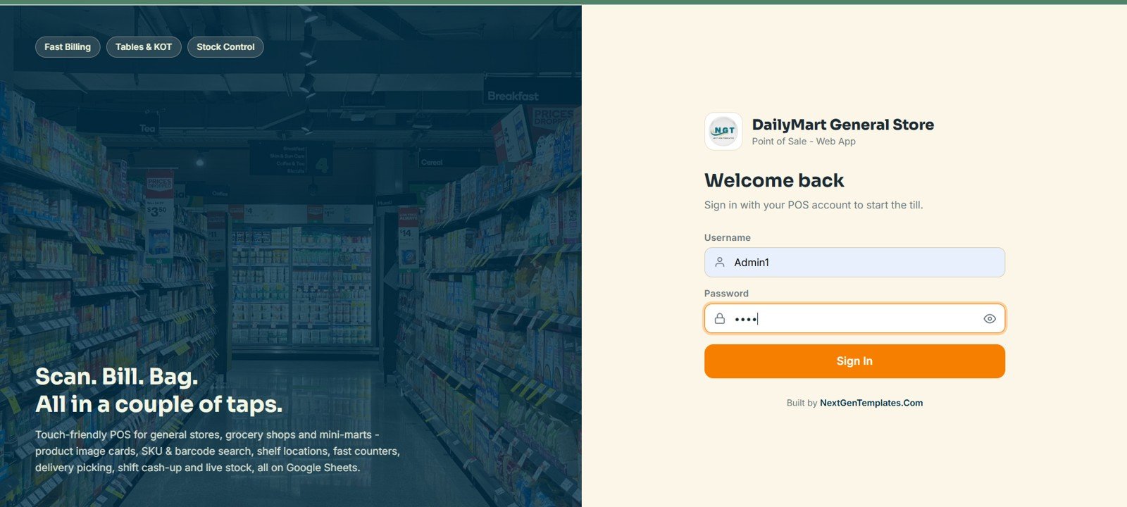 General Store POS Web App