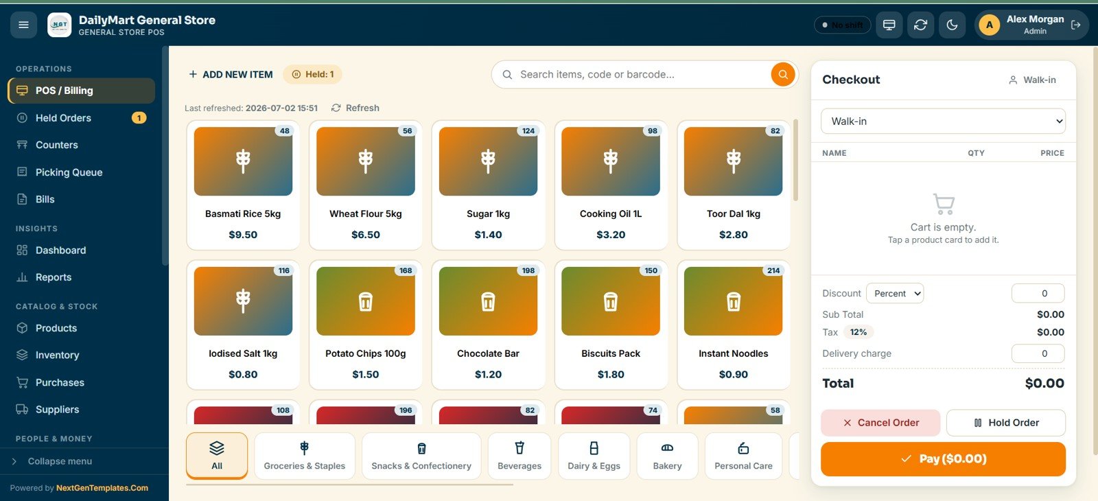 General Store POS Web App - POS / Billing