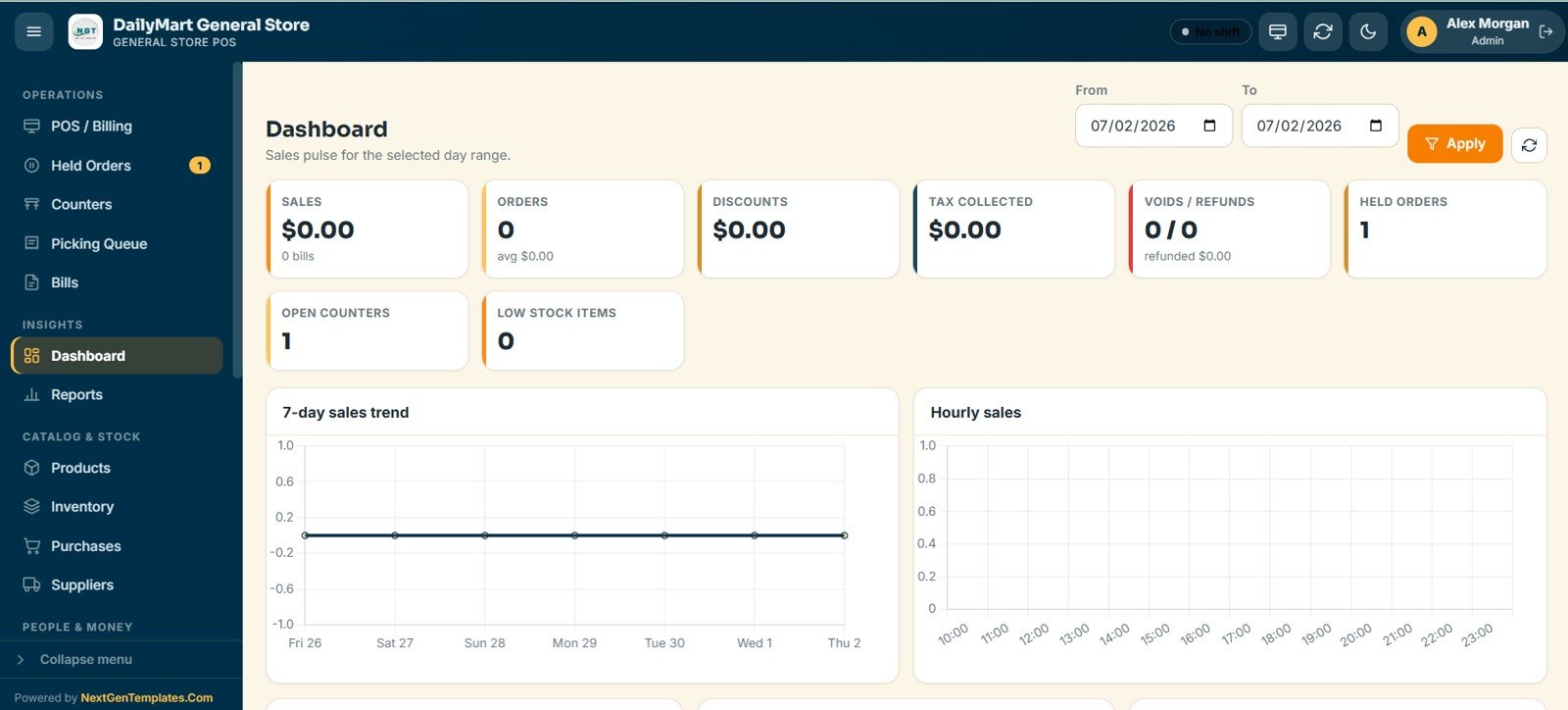General Store POS Web App - Dashboard