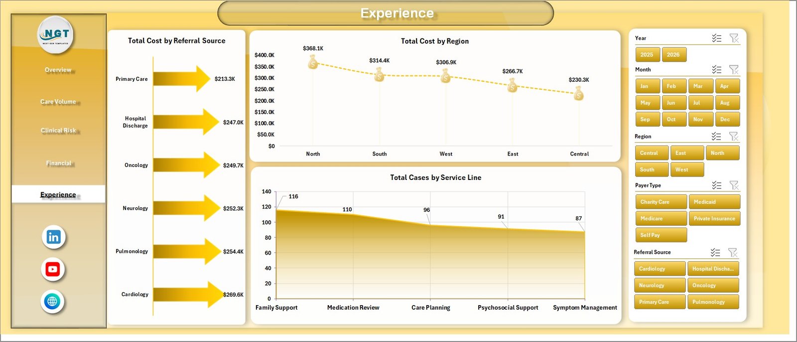 Experience sheet in Palliative Care Dashboard in Excel