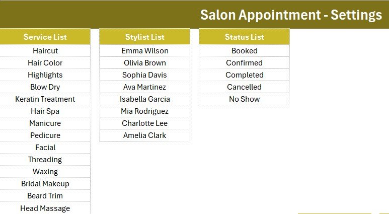 Salon Appointment Data Entry System in Excel - Appointment Form and Records Table