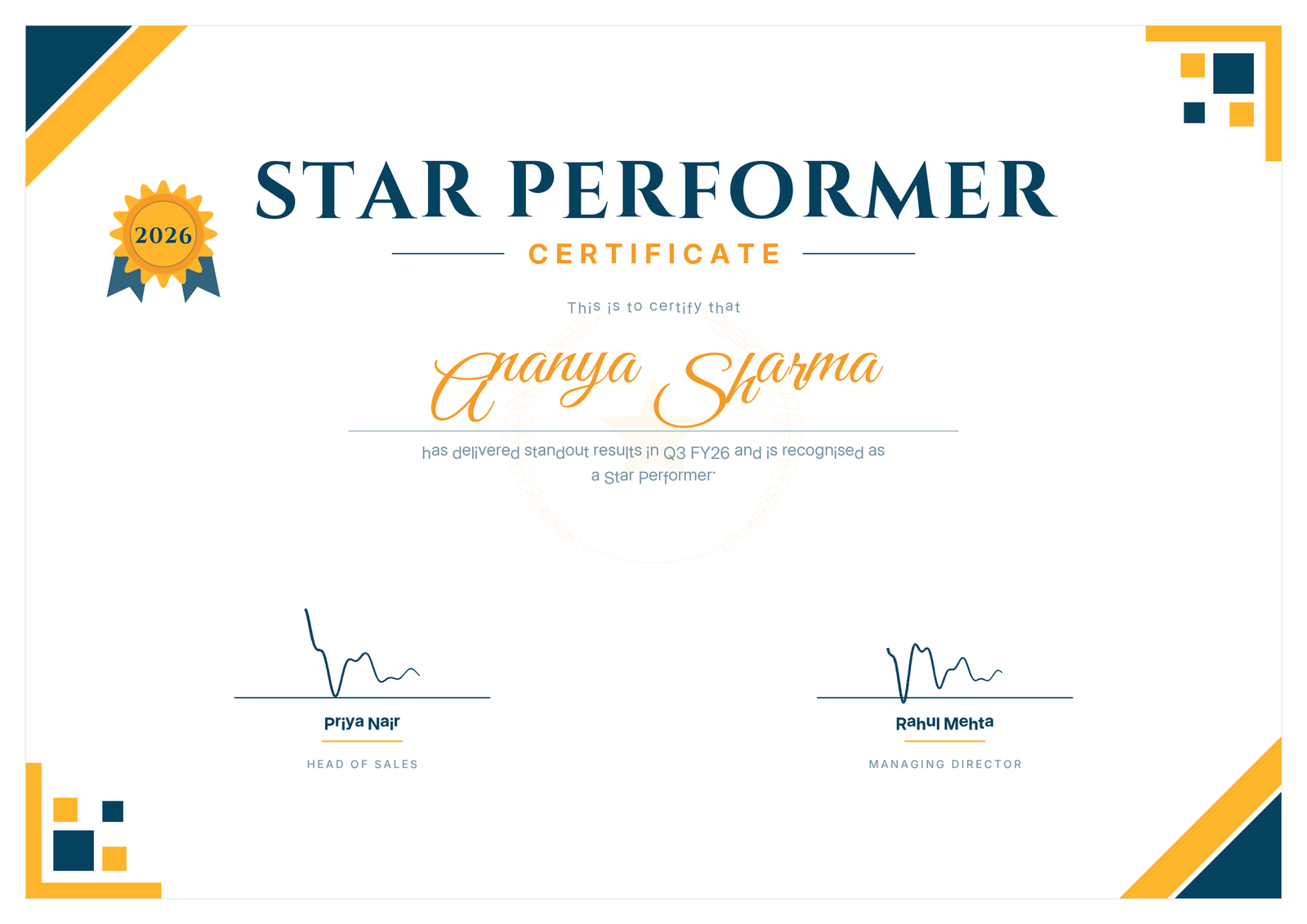 star performer template