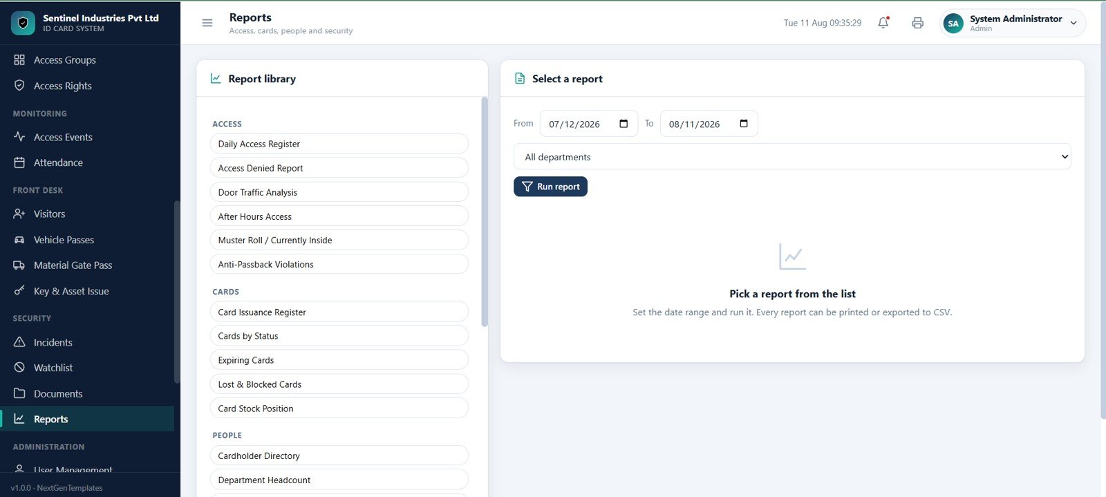 Access control reports library