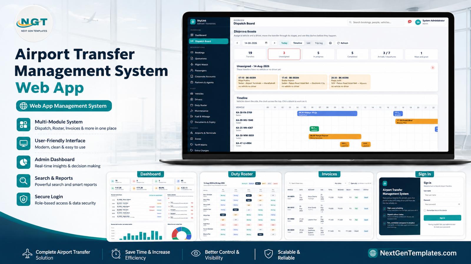 Airport Transfer Management System Web App built on Google Apps Script and Google Sheets