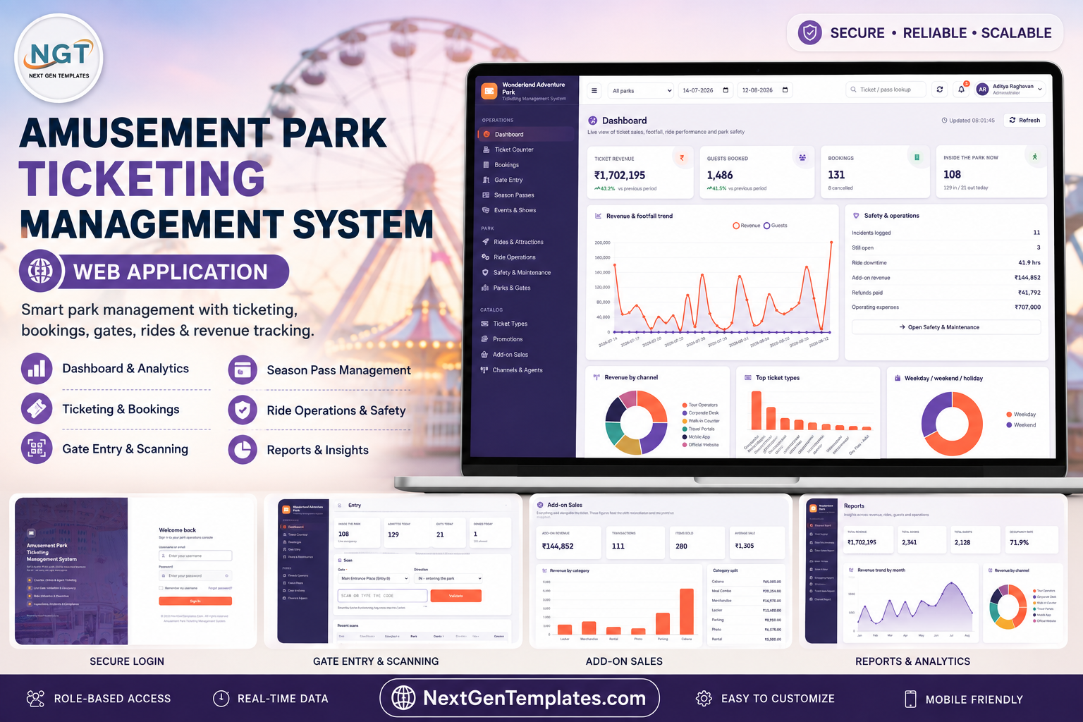 Amusement Park Ticketing Management System Web App built with Google Sheets and Google Apps Script