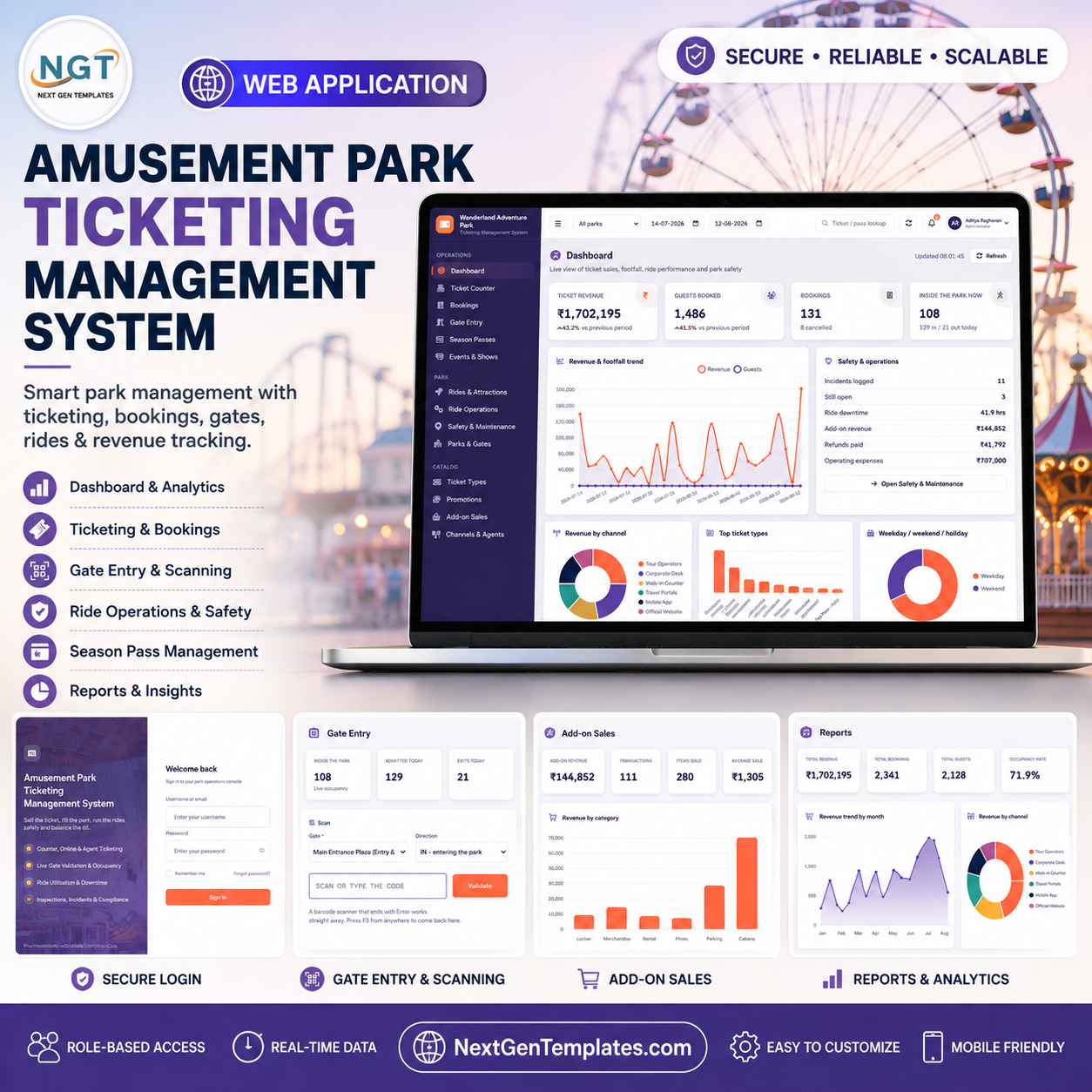 Amusement Park Ticketing Management System Web App - product cover