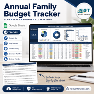 Annual Family Budget Tracker in Google Sheets product cover