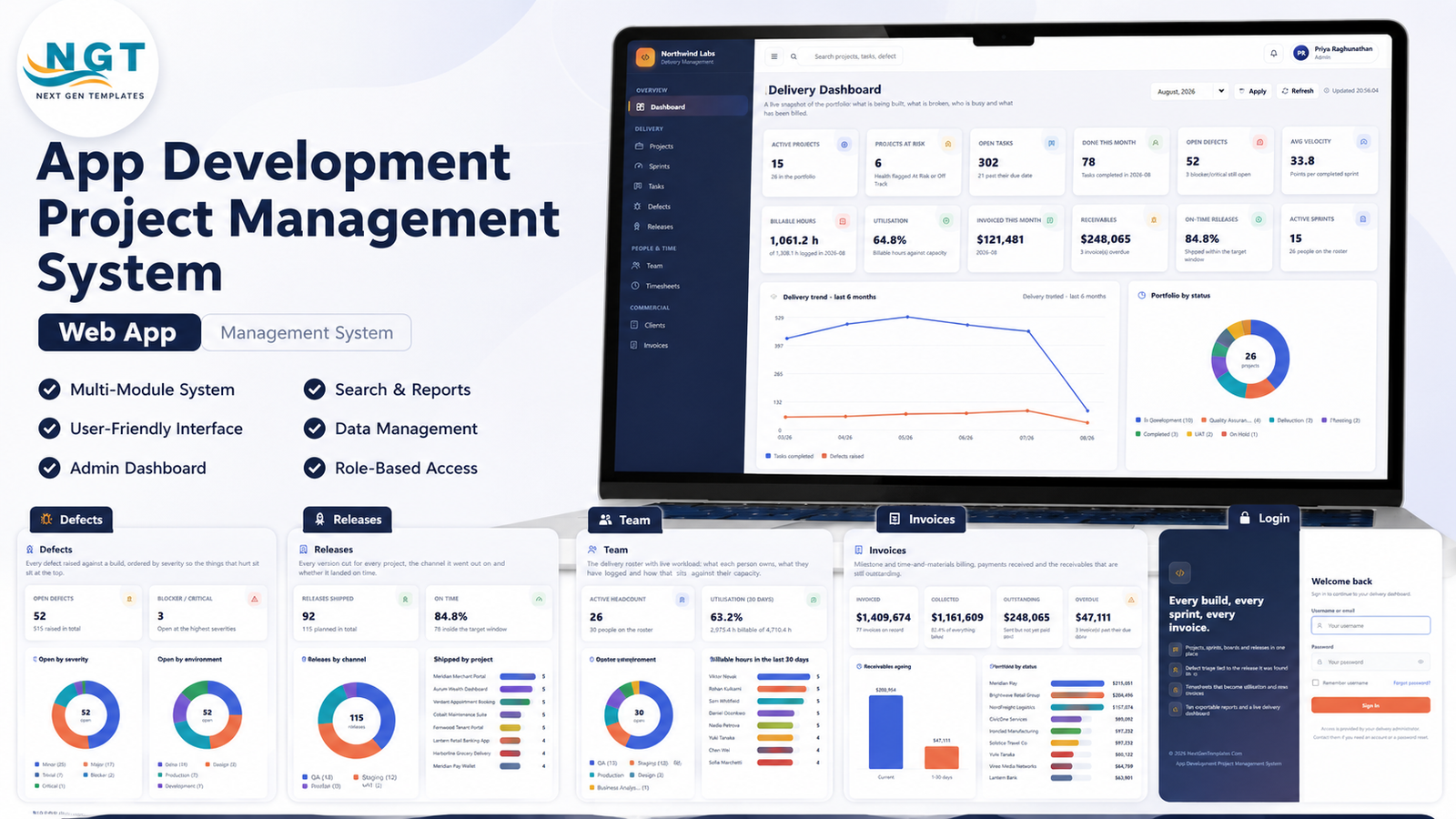 App Development Project Management System Web App built in Google Apps Script and Google Sheets