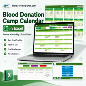 Blood Donation Camp Calendar in Excel