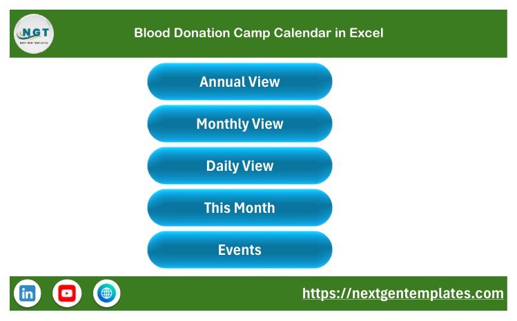 Blood Donation Camp Calendar in Excel - Home navigation page