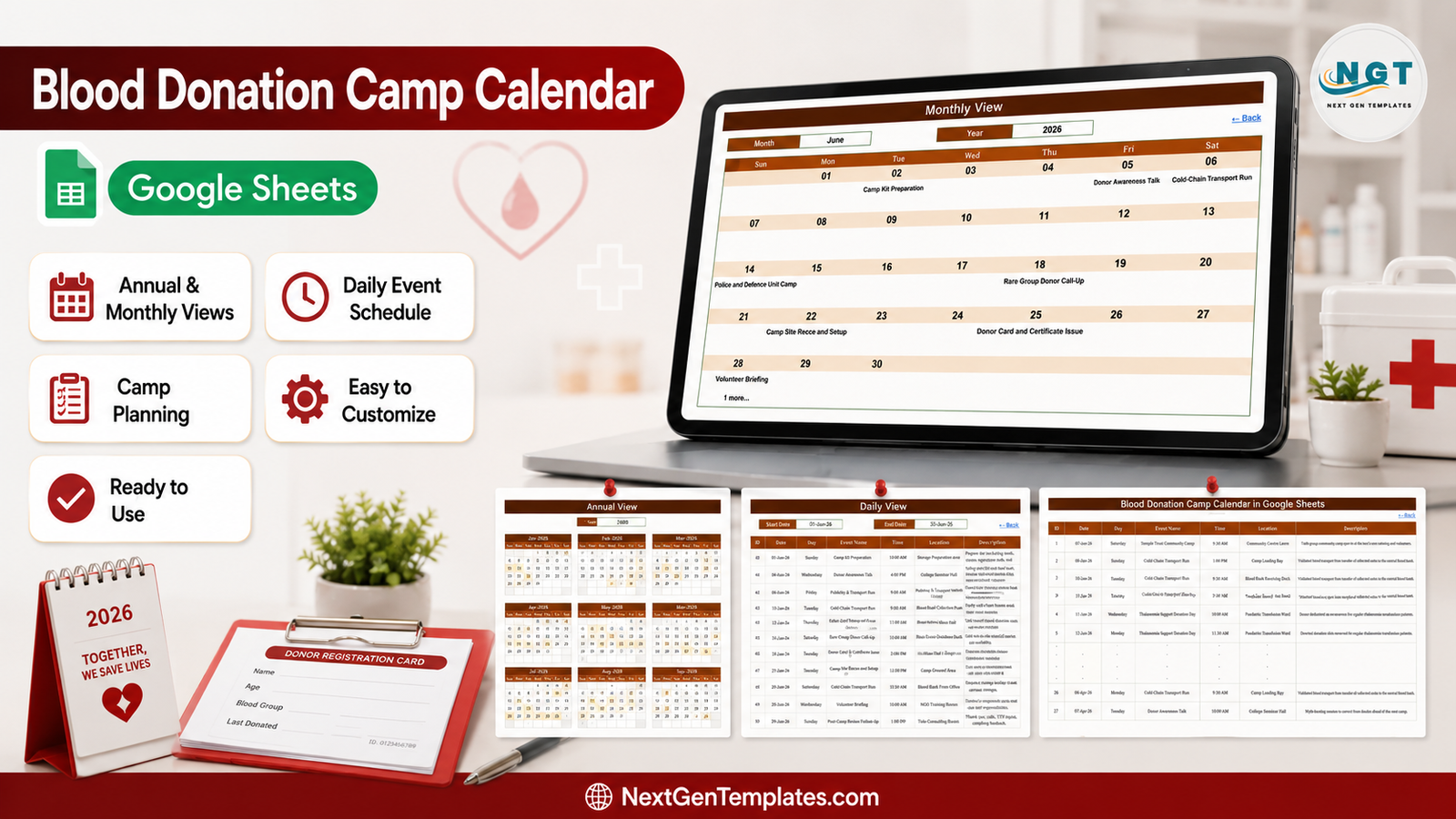 Blood Donation Camp Calendar in Google Sheets