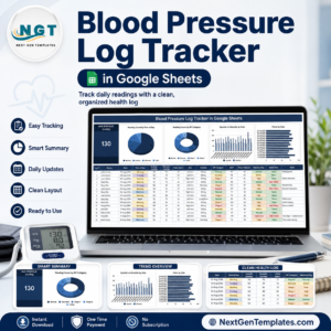 Blood Pressure Log Tracker in Google Sheets product cover