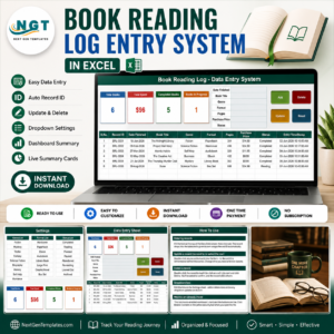 Book Reading Log Data Entry System in Excel