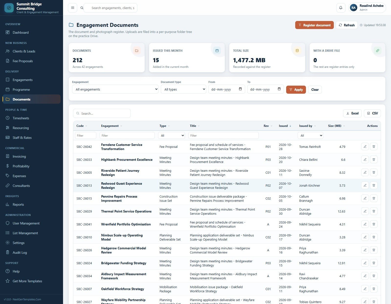 Business Consulting Client Management System Web App - Engagement Documents