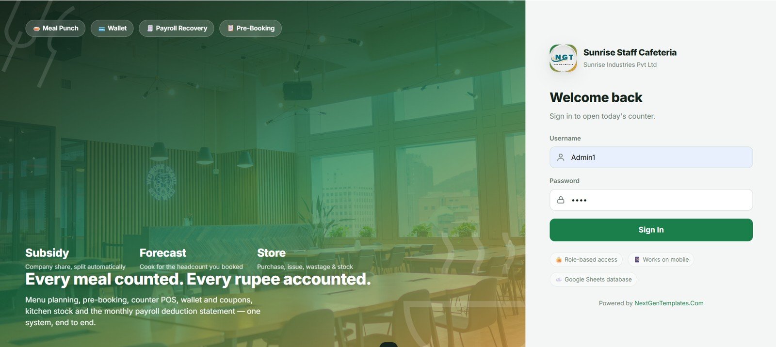 Cafeteria and Canteen Management System Web App