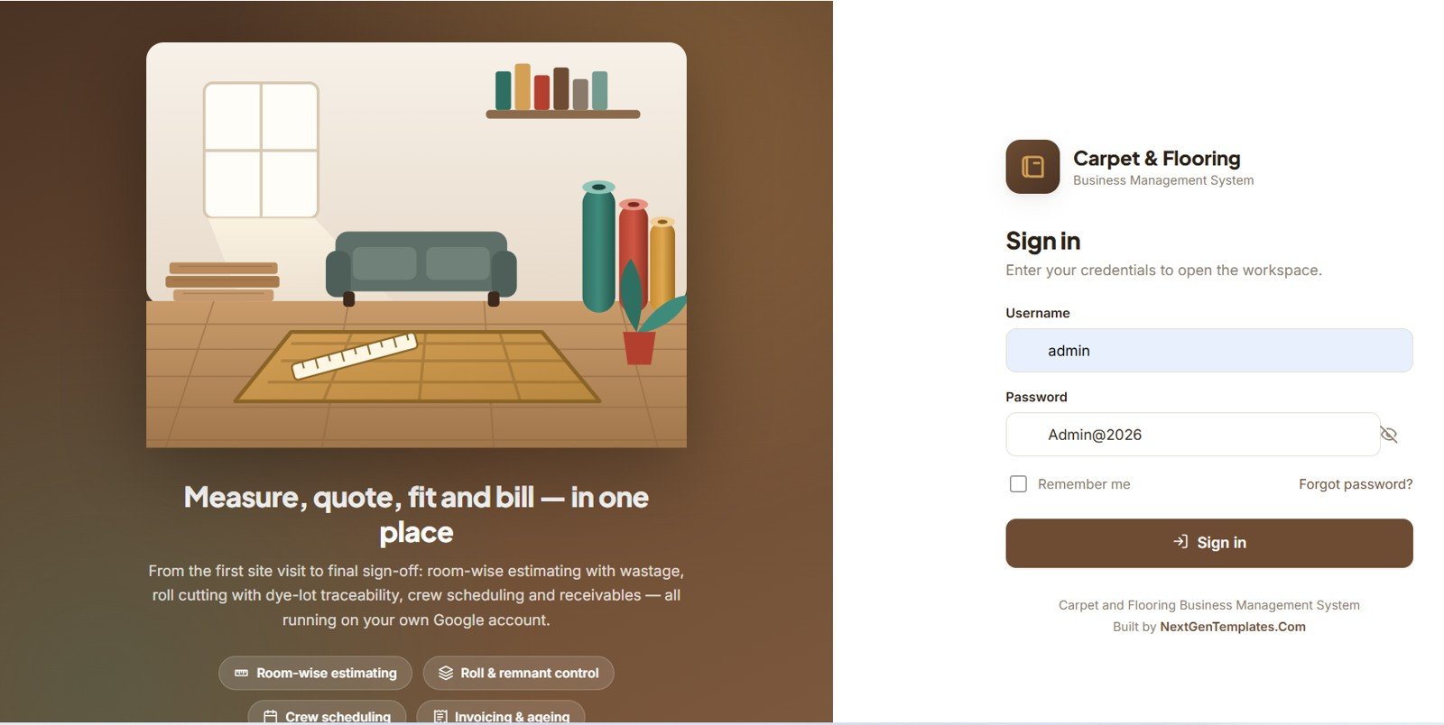 Carpet and Flooring Business Management System Web App