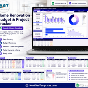 Home Renovation Budget and Project Tracker in Google Sheets