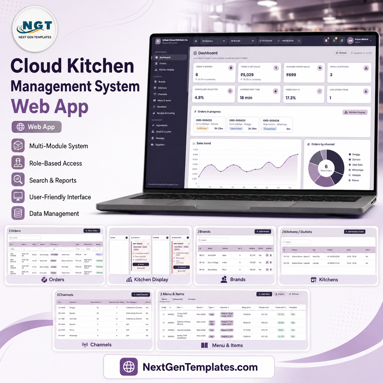 Cloud Kitchen Management System Web App
