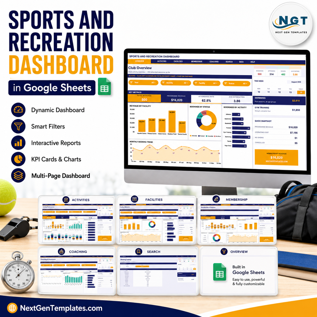 Sports and Recreation Dashboard in Google Sheets