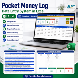 Pocket Money Log Data Entry System in Excel