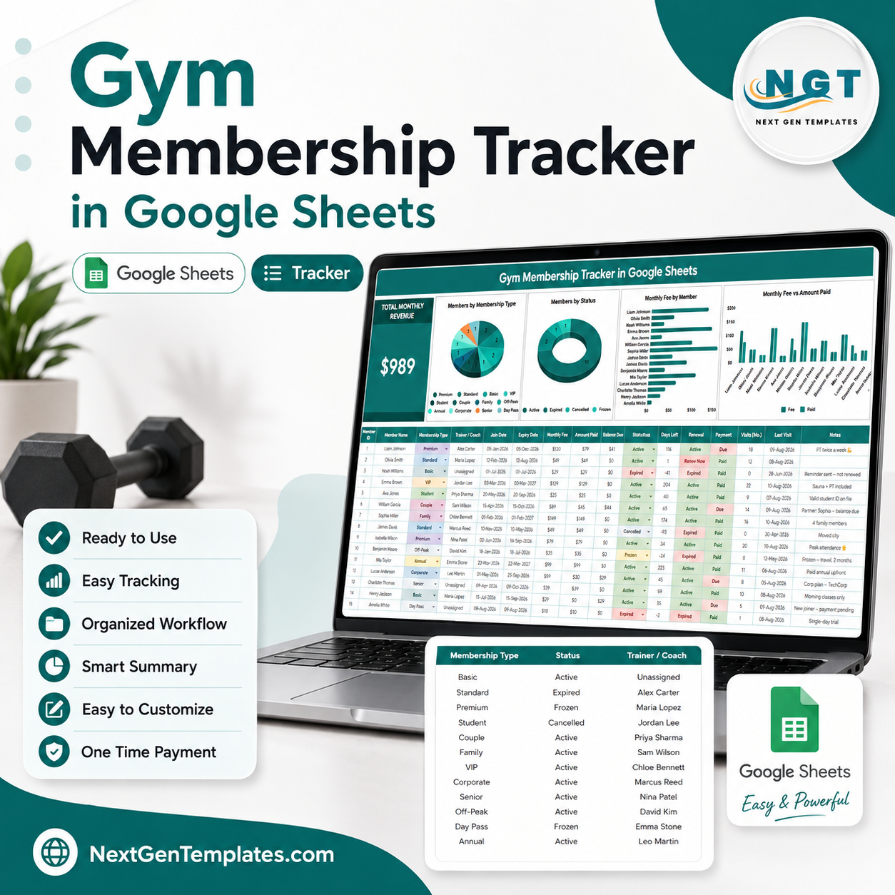 Gym Membership Tracker in Google Sheets