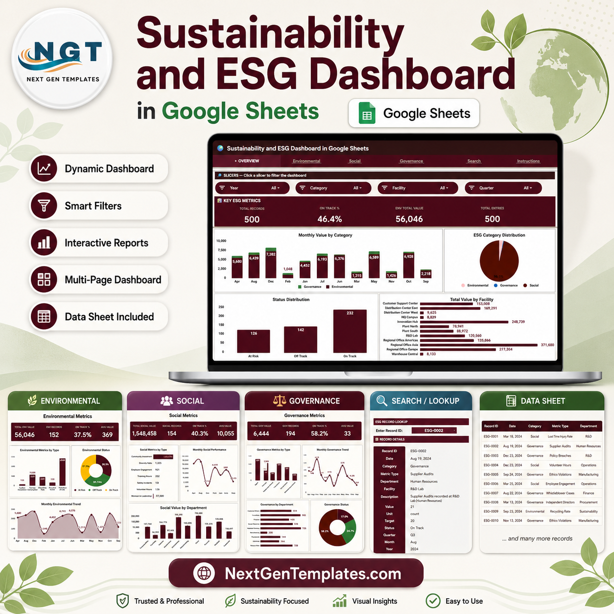 Sustainability and ESG Dashboard in Google Sheets