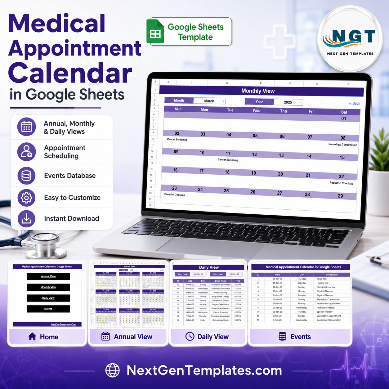 Medical Appointment Calendar in Google Sheets