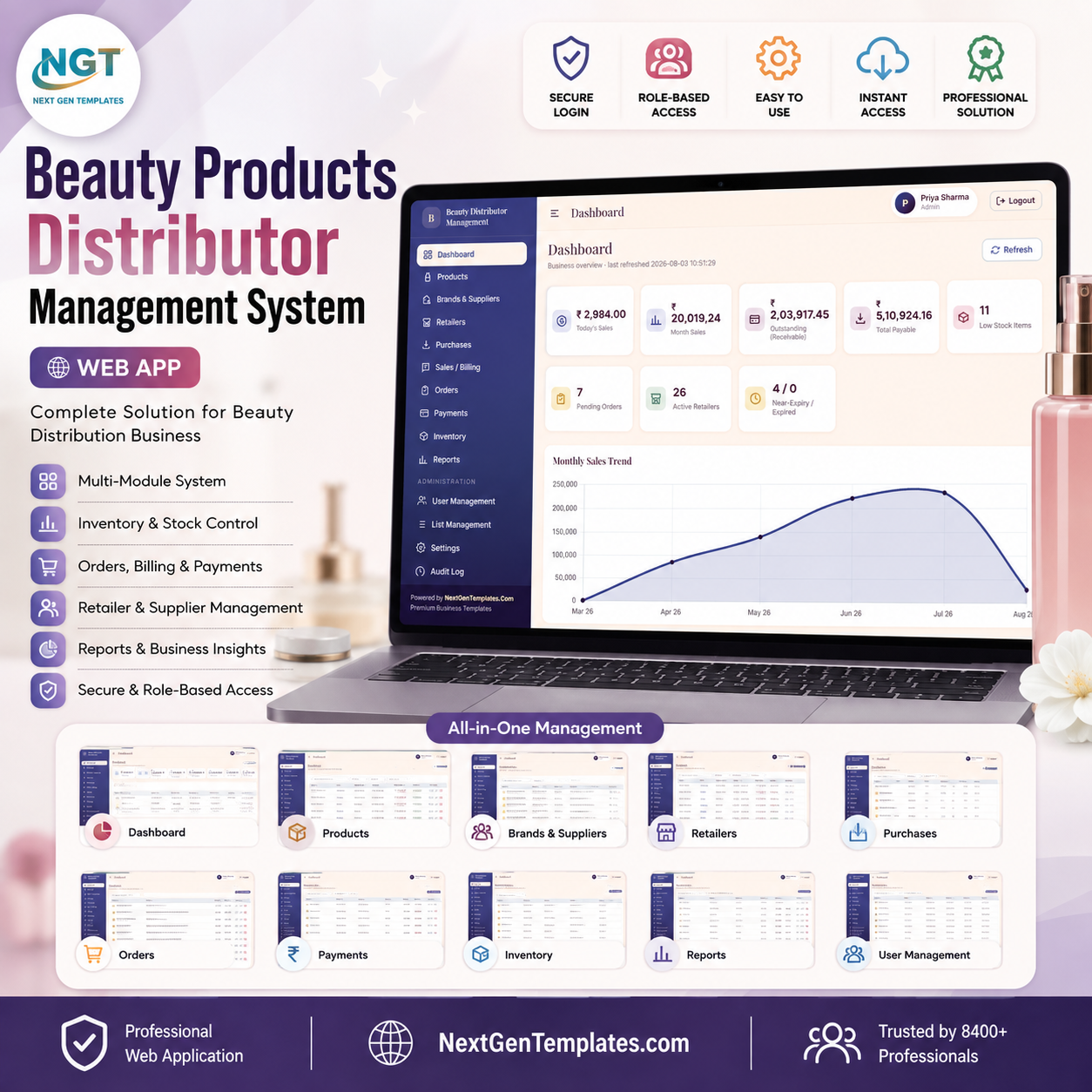 Beauty Products Distributor Management System Web App
