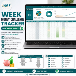 Week Money Challenge Tracker in Google Sheets