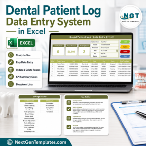 Dental Patient Log Data Entry System in Excel