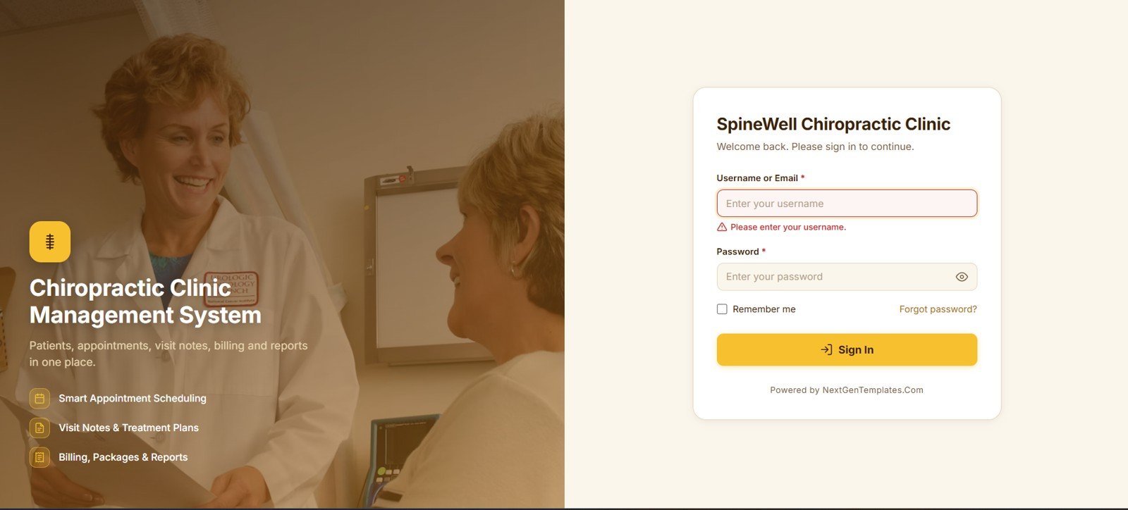 Chiropractic Clinic Management System Web App