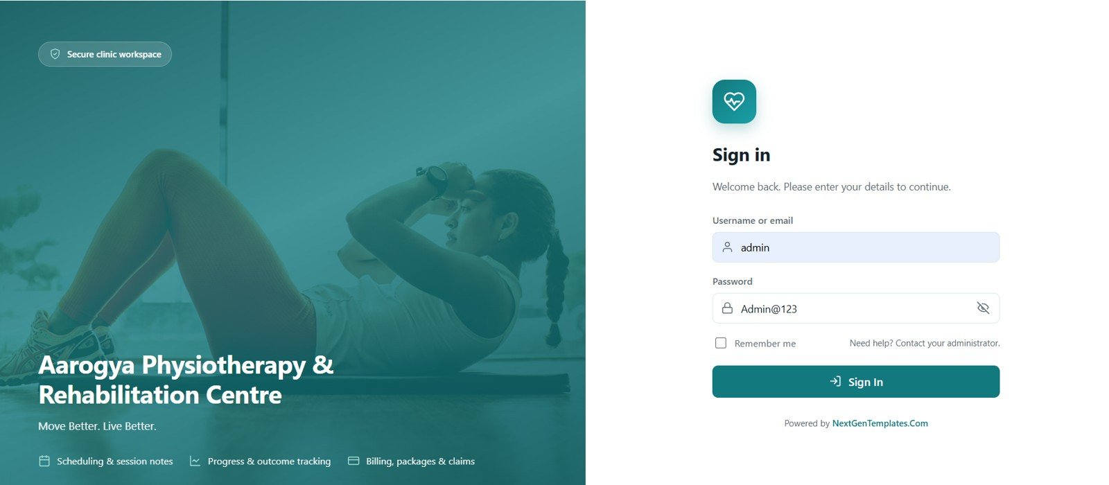 Physiotherapy Clinic Management System Web App