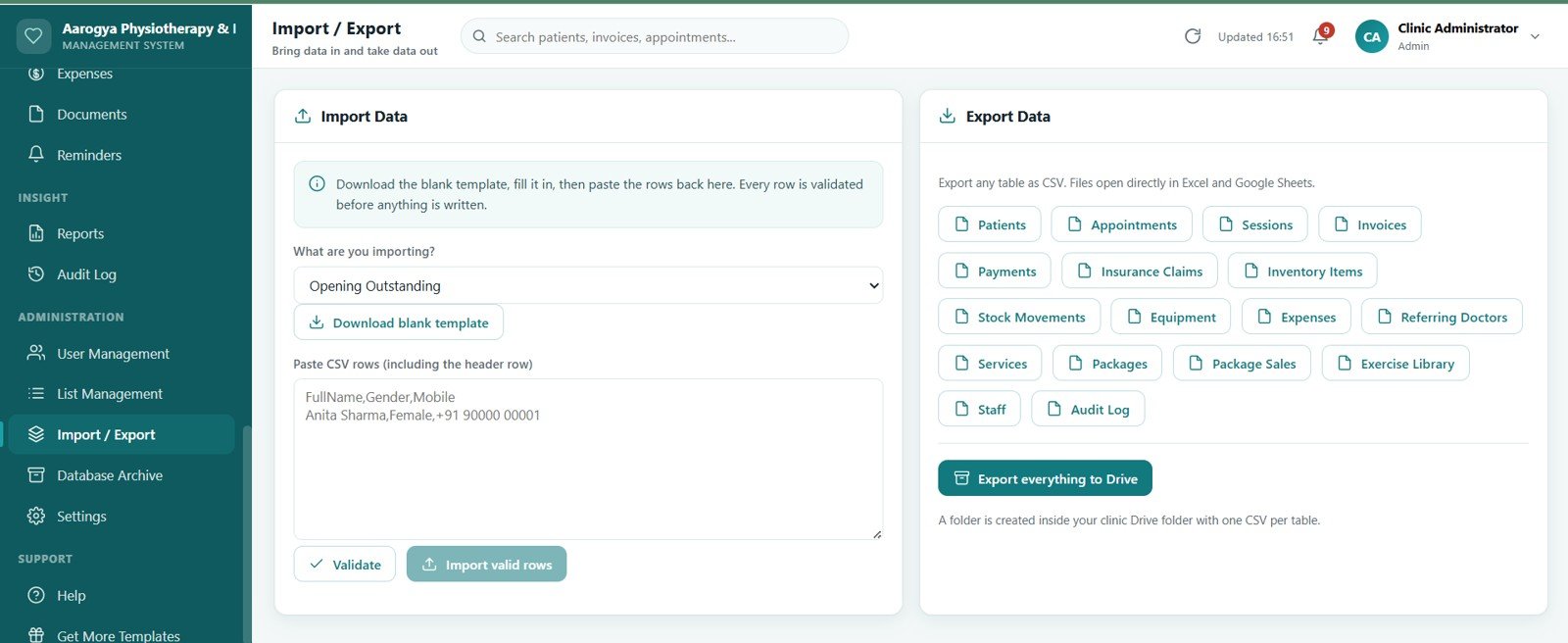 Physiotherapy Clinic Management System Web App - User Management