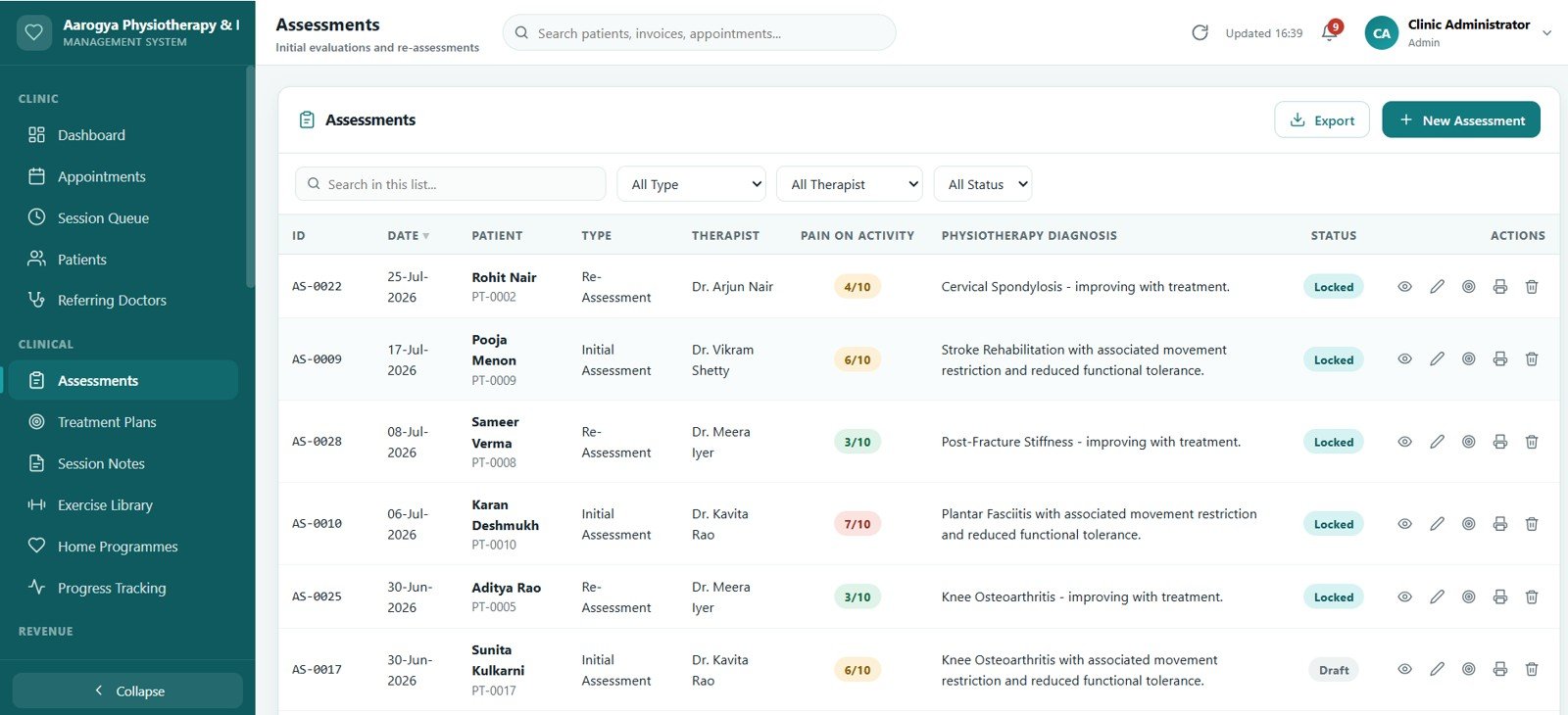 Physiotherapy Clinic Management System Web App - Referring Doctors
