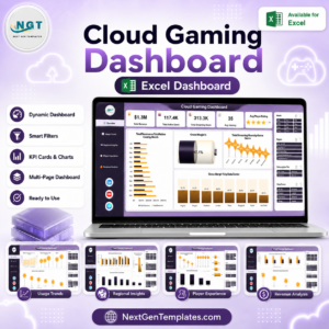 Cloud Gaming Dashboard in Excel template cover