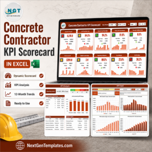 Concrete Contractor KPI Scorecard in Excel - product cover