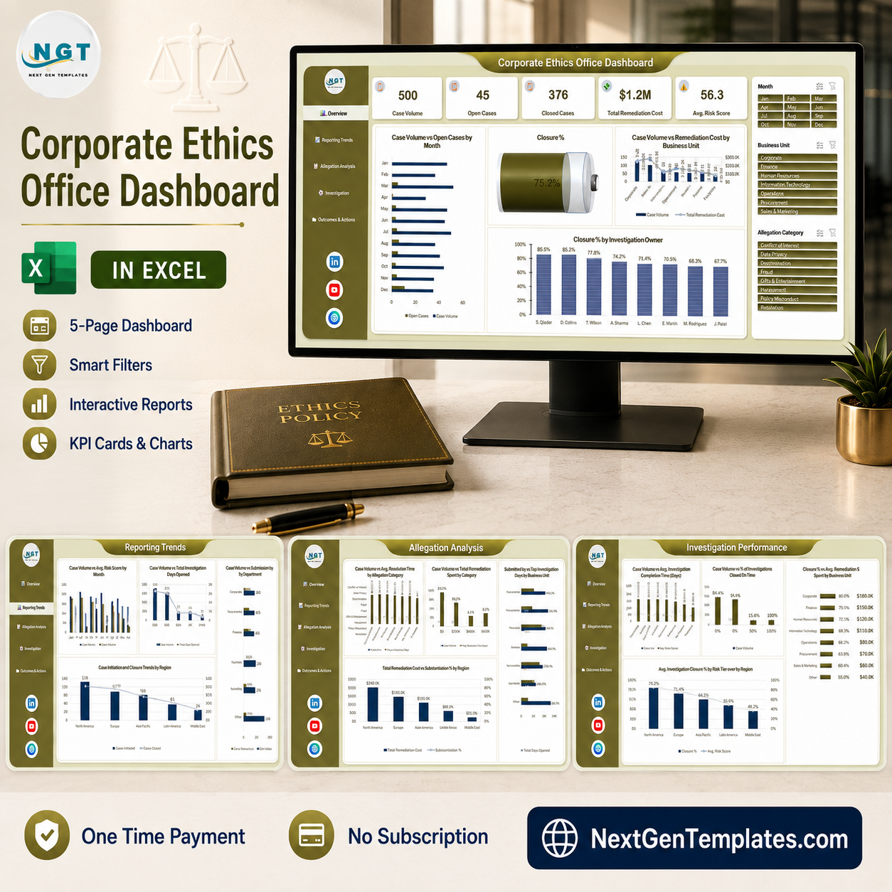 Corporate Ethics Office Dashboard in Excel product cover