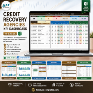 Credit Recovery Agencies KPI Dashboard in Excel - product image