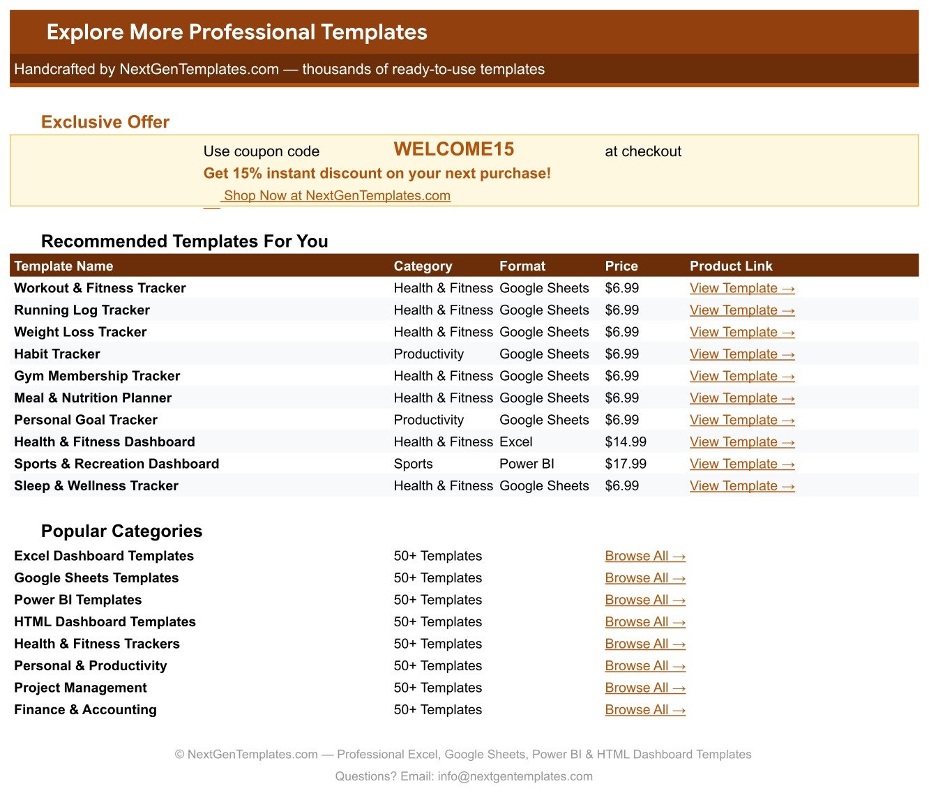 Cycling Training Log Tracker in Google Sheets Explore More Templates page