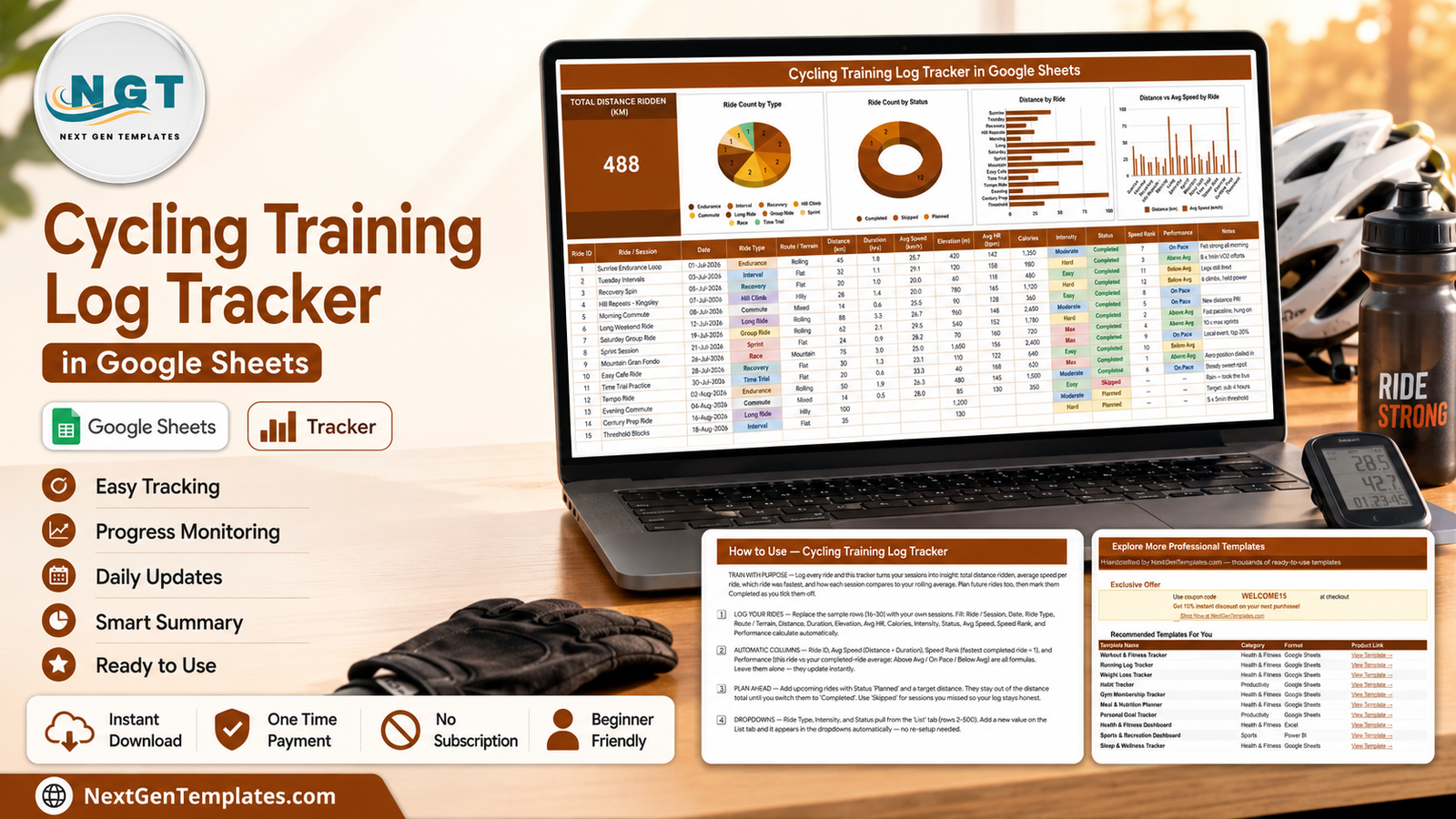 Cycling Training Log Tracker in Google Sheets