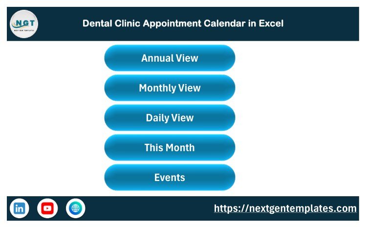 Dental Clinic Appointment Calendar in Excel home sheet